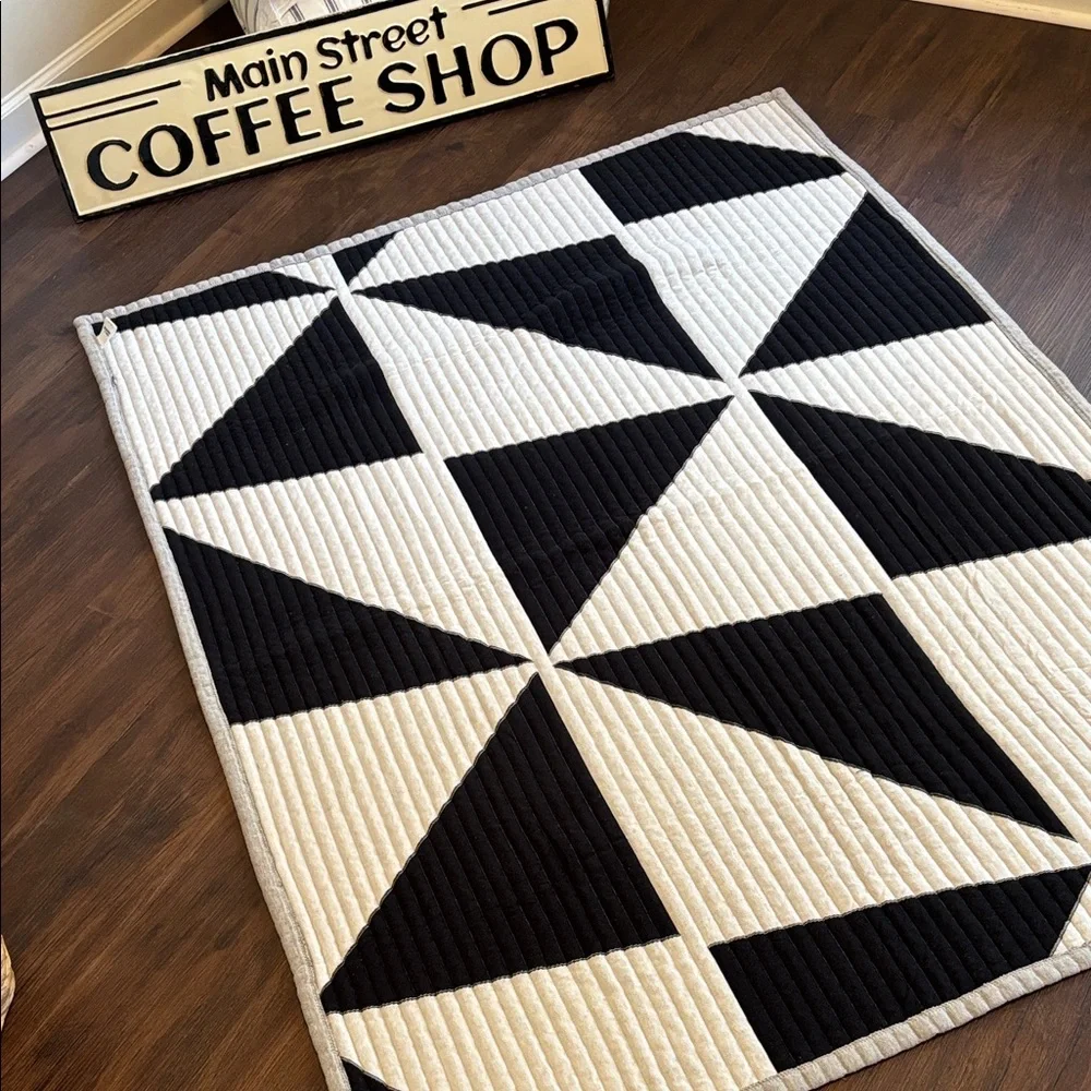 Pillowfort Black and Grey Geometric throw